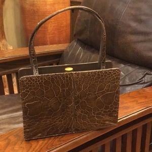 Palizzio 1950-1960 lizard skin handbag with mirror
